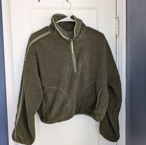 old navy olive green quarter zip fleece